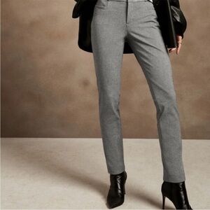 Banana Republic Houndstooth Plaid Grey/Black Ankle Pants Career Slim Fit 10